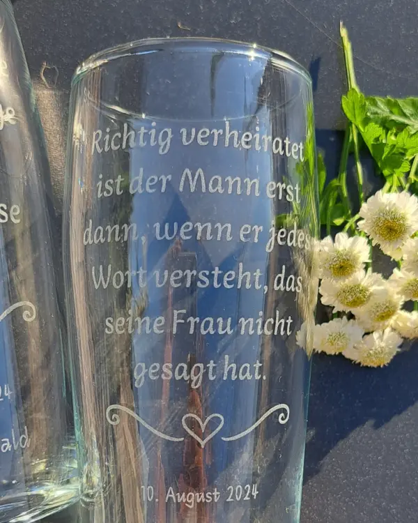 Individuelle Gravur auf Gläser